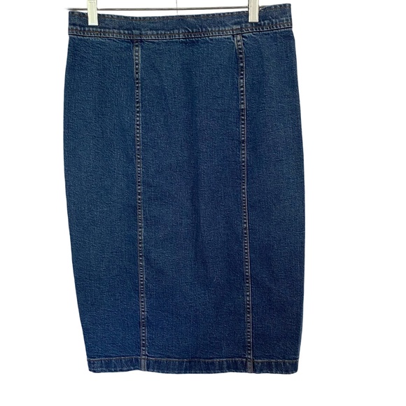 Madewell Denim Mid length Skirt. Front Slit with angle buttons -Sz 28 - Picture 6 of 15
